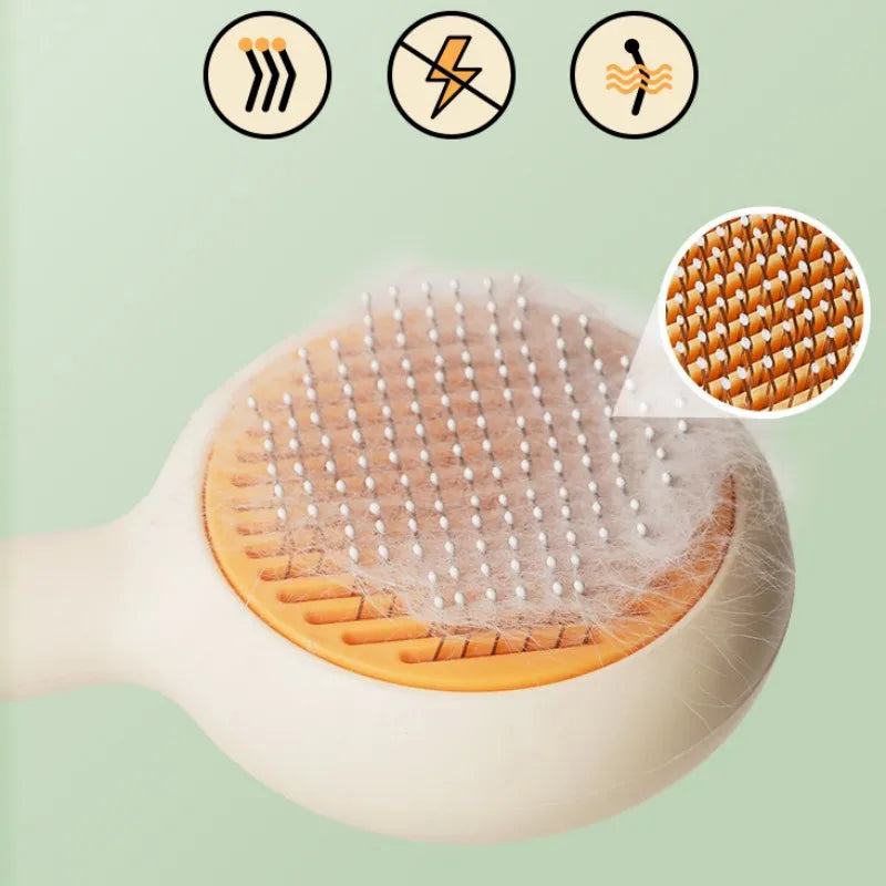One-Click Self-Cleaning Pet Grooming Brush