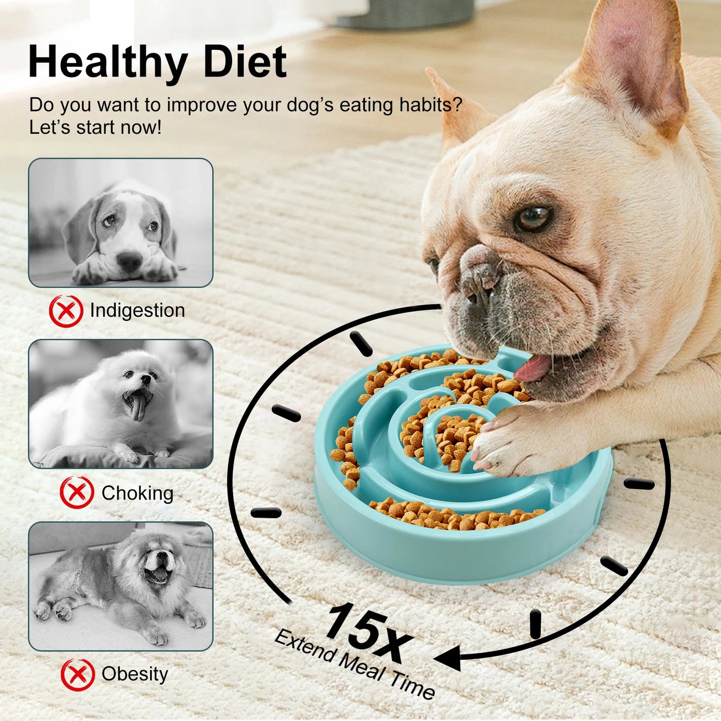 Slow Feeder Dog Bowl – Anti-Choking Puzzle Food Bowl